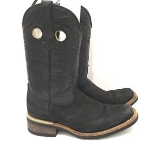 Vintage Men's Potrero Black Western Cowboy Boots size 7.5